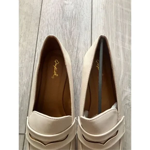 Cupid stone/cream slip on flat penny loafers size 7 - Picture 5 of 10